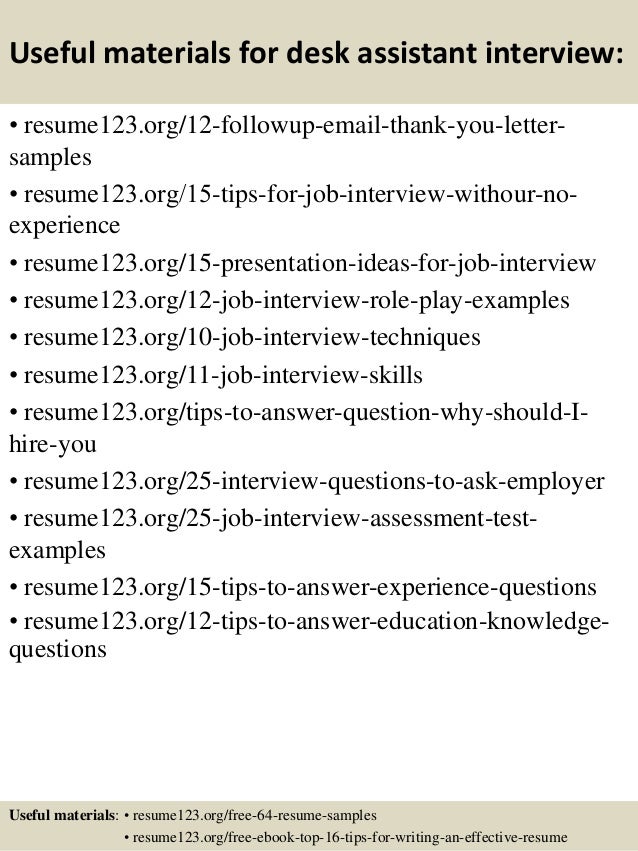 Desk staff resume