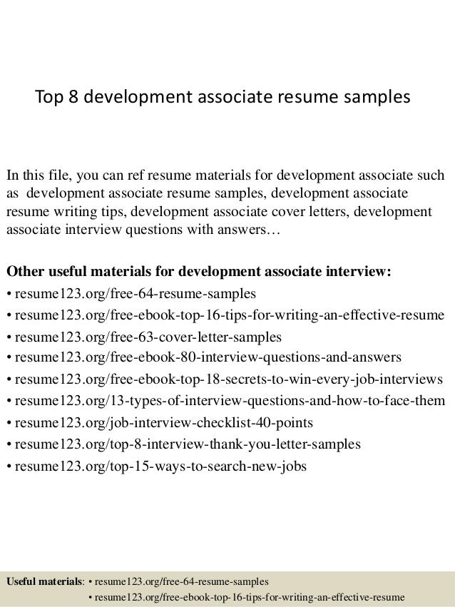 top 8 development associate resume samples 1 638 jpg cb 1428108059 development associate cover letter