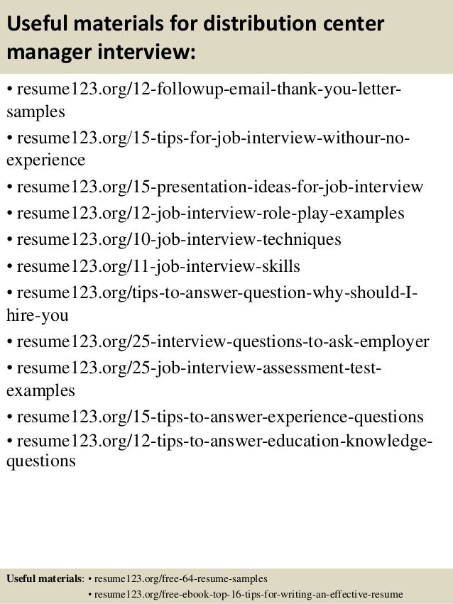 Distribution centre manager resume