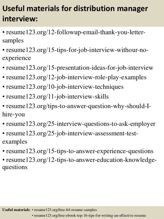 Distribution center general manager resume