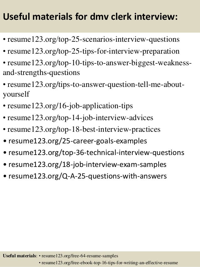 Dmv clerk resume
