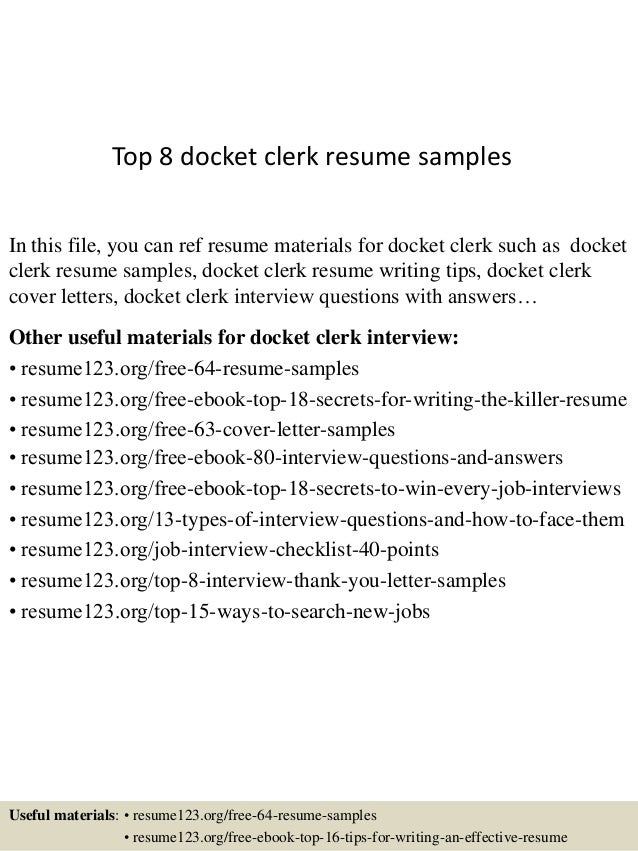 Docketing clerk resume