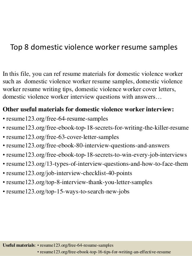 Top 8 domestic violence worker resume samples