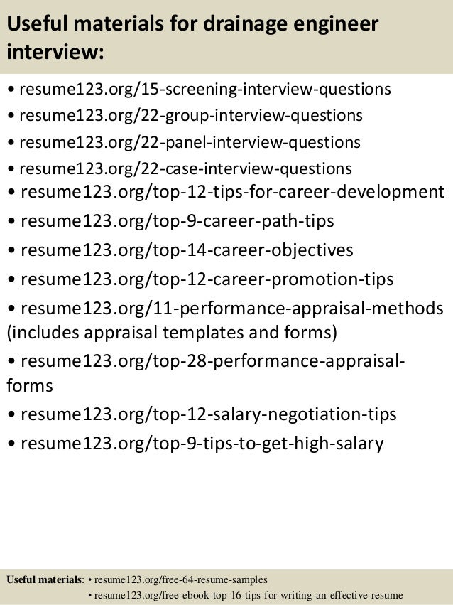 Top 8 Drainage Engineer Resume Samples