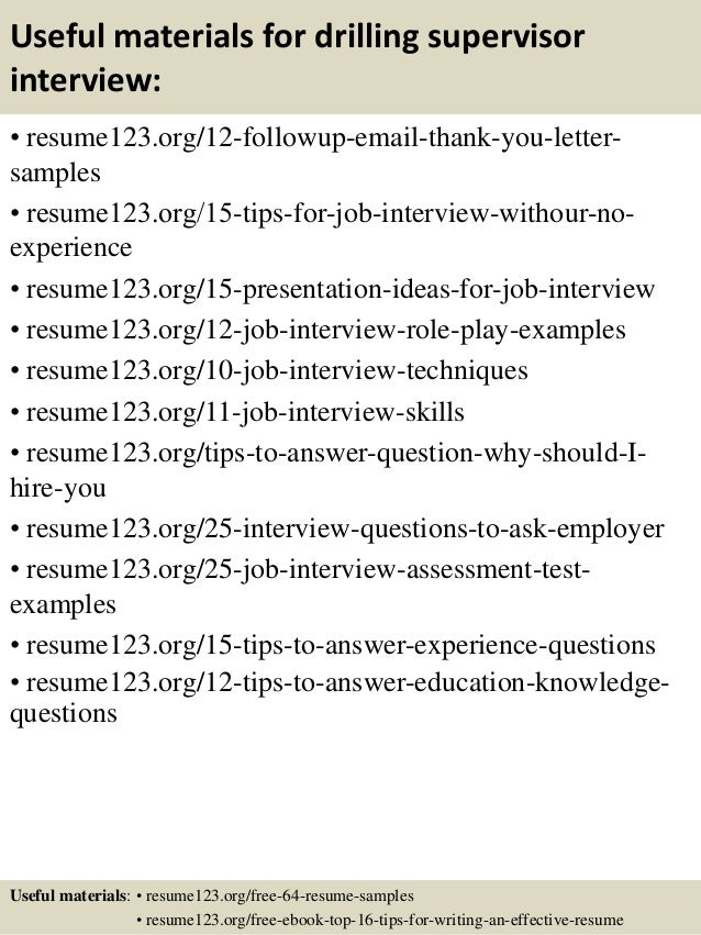 Drilling supervisor resume sample