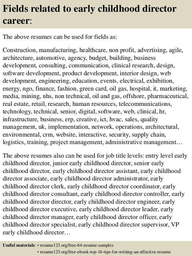 top 8 early childhood director resume samples early career resumes