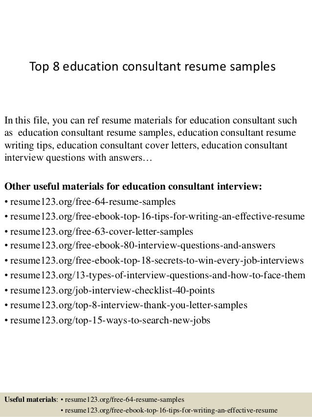 education consultant cover letter