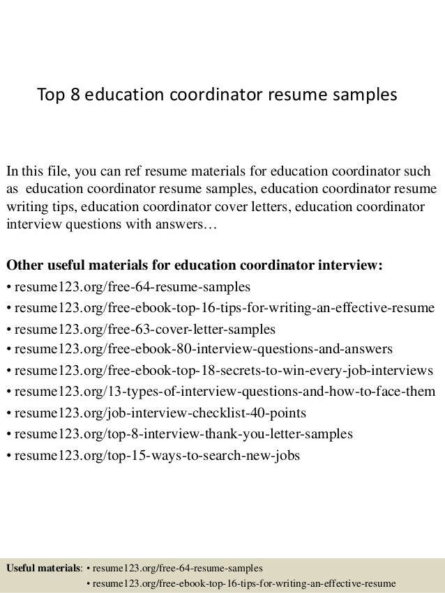 education coordinator resumes