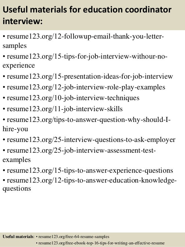 education coordinator resumes
