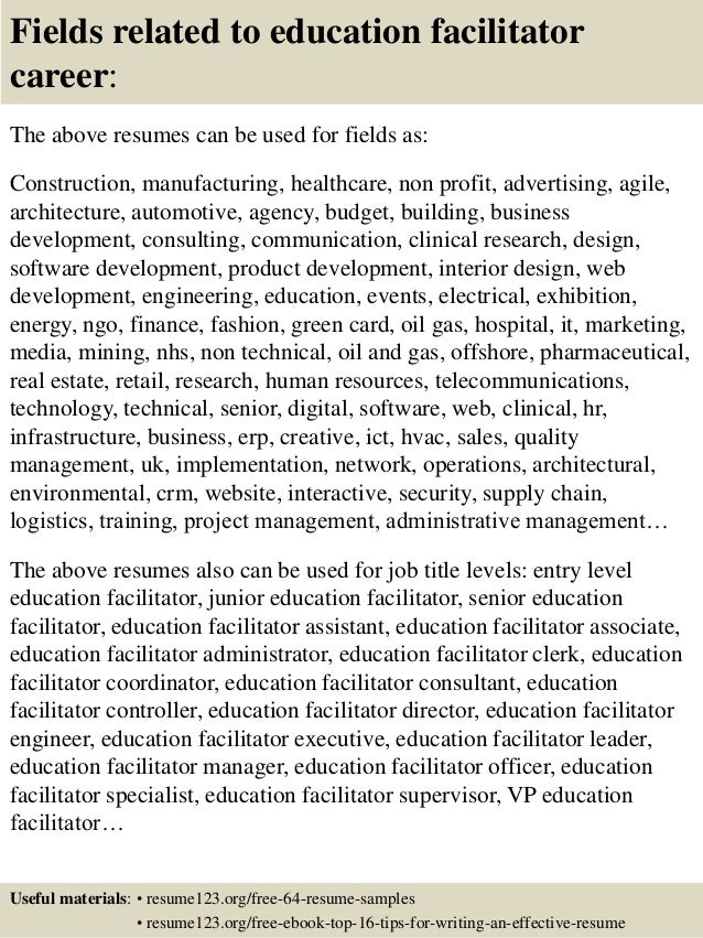 facilitator resume sample