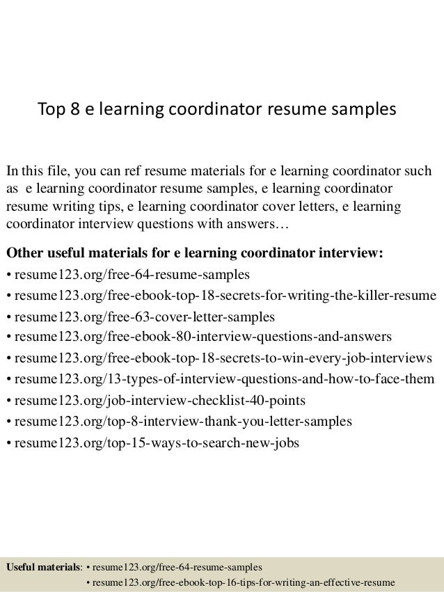 top 8 e learning coordinator resume samples in this file you can ref resume materials - Sample Resume Student Coordinator top 8 e learning coordinator resume samples in this file you can ref resume materials - Sample Resume Student Coordinator