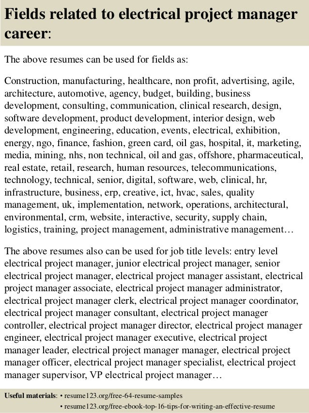 Electrical Project Manager Cv Sample January 2021
