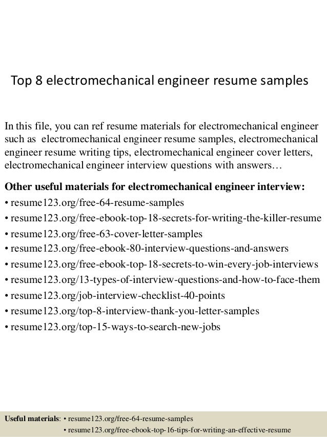 electro mechanical technician resume samples