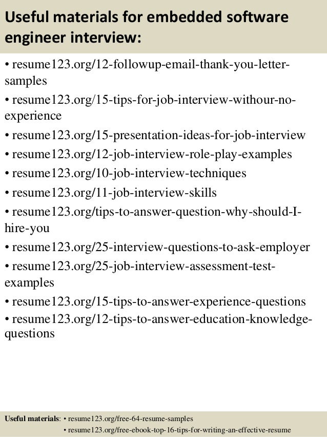 Sample resume embedded software developer