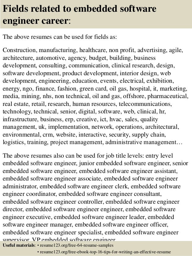 Embedded c developer resume