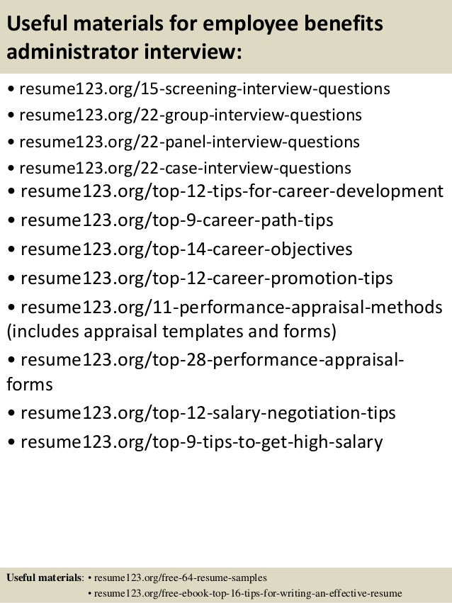 benefits administrator resume samples