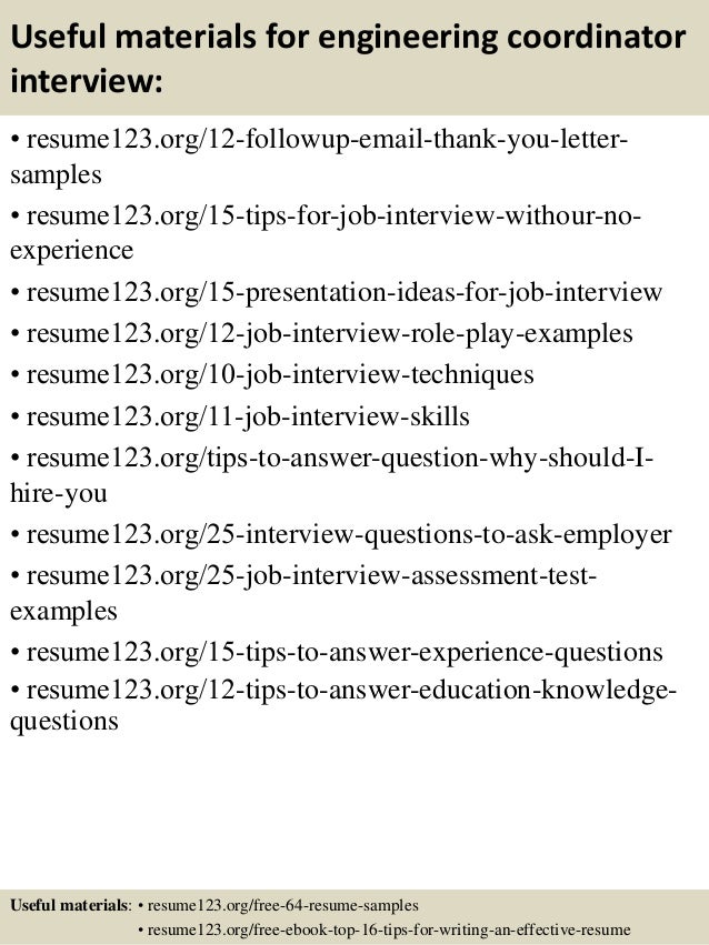 Top 8 Engineering Coordinator Resume Samples
