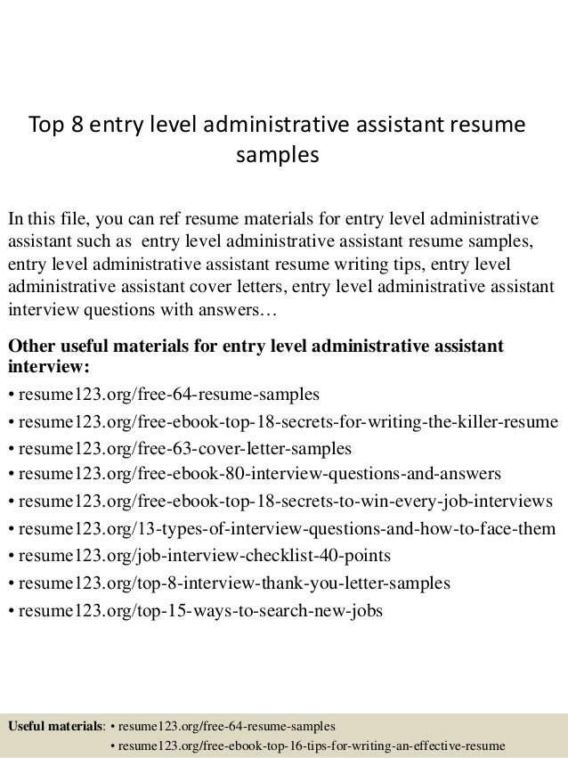 top 8 entry level administrative assistant resume samples resume samples entry level