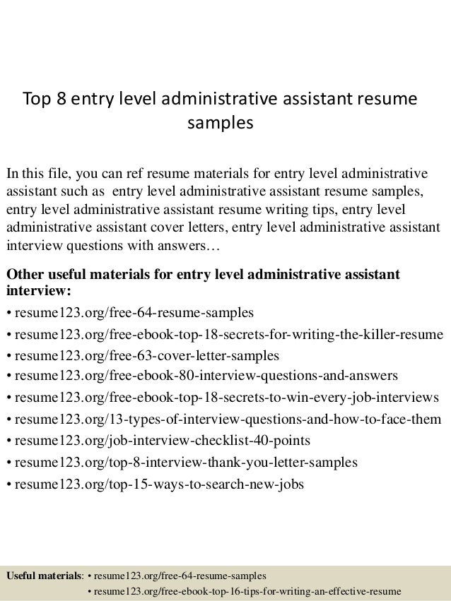 Sample resume for entry level admin assistant