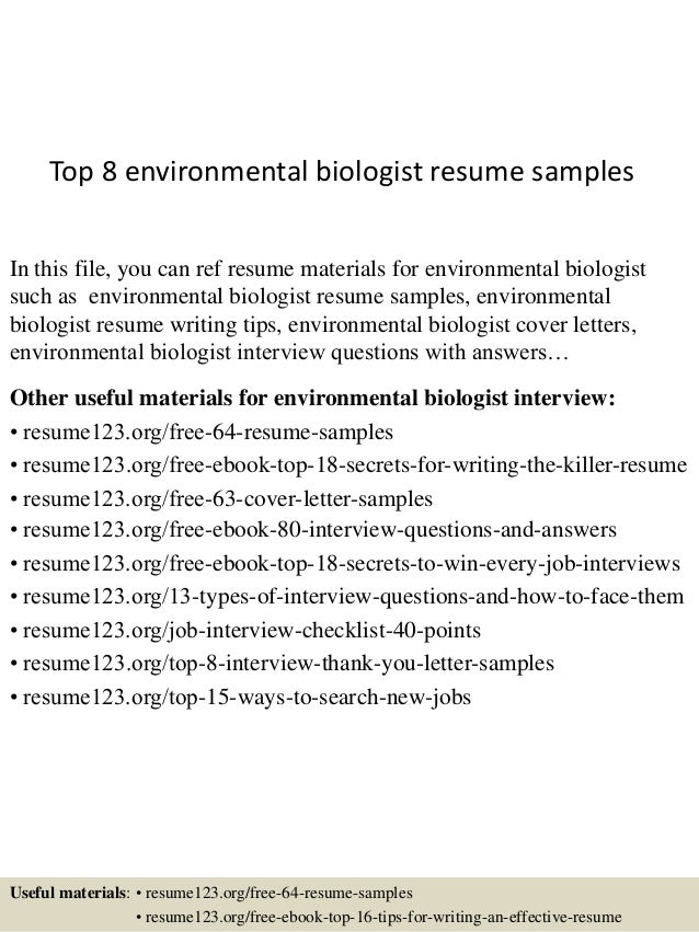 top 8 environmental biologist resume samples