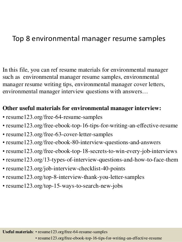 environmental manager resumes