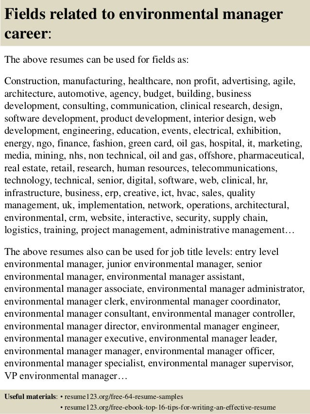 Environmental specialist resume sample