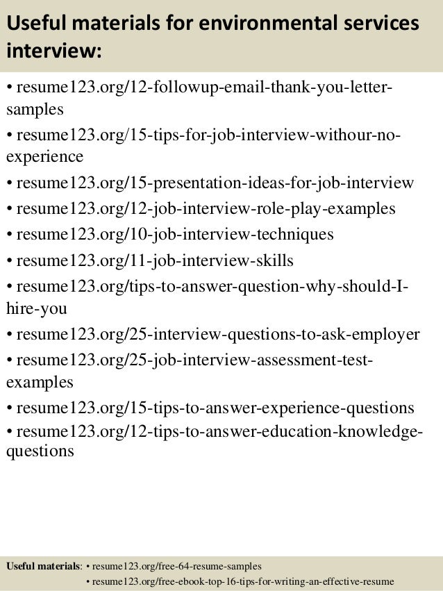sample resume for environmental services