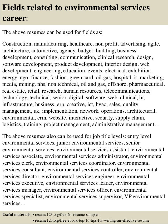 sample resume for environmental services