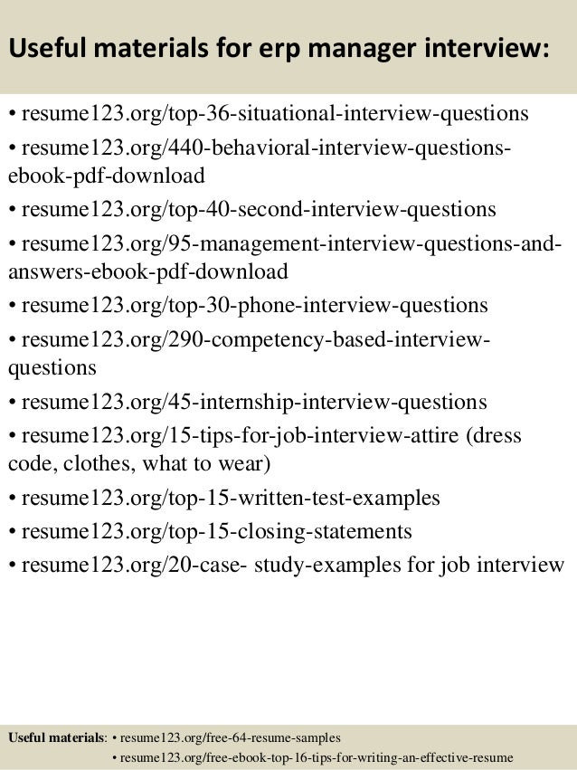 Erp manager resume sample