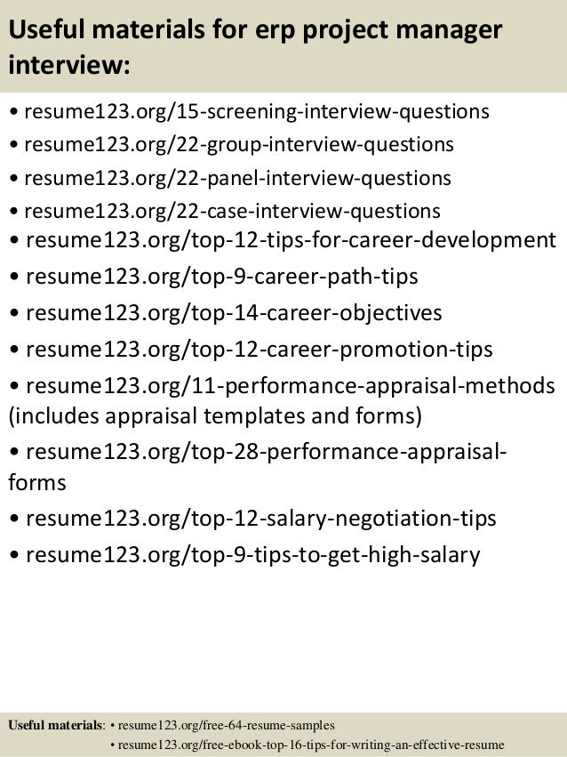 erp implementation resume sample