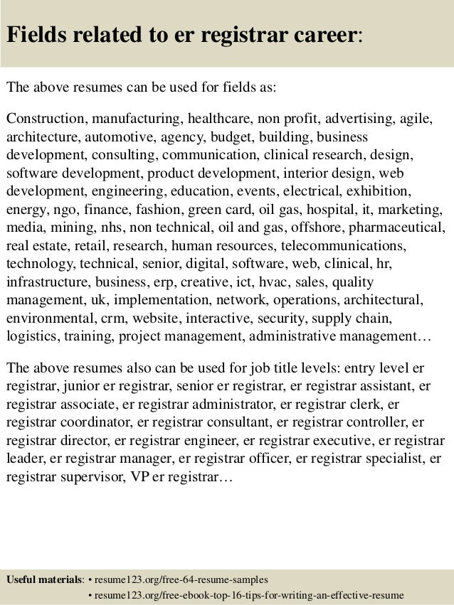 registrar resume