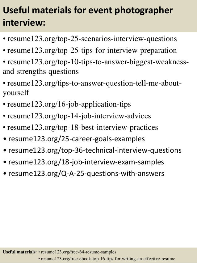 freelance photographer resume