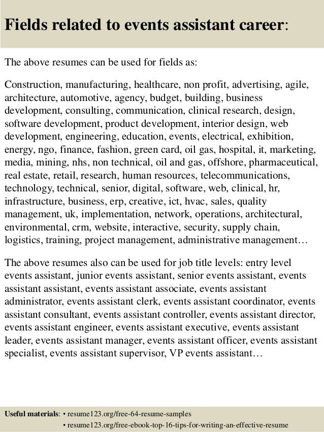 event resume samples
