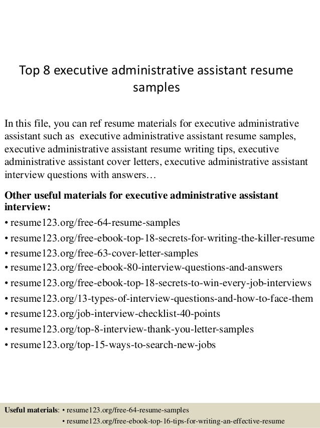 Top 8 executive administrative assistant resume samples