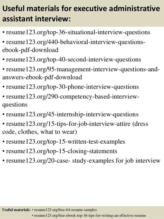 sample resume for executive administrative assistant