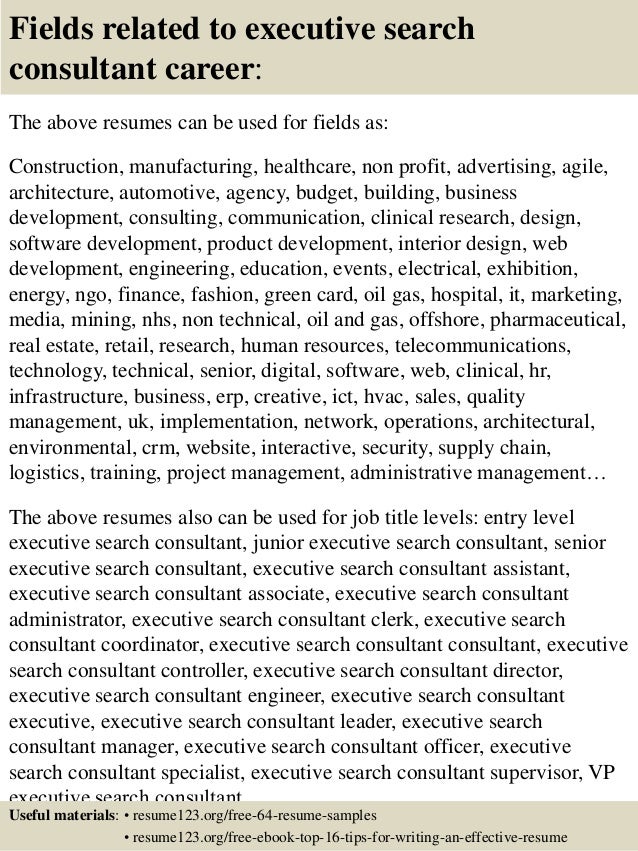 top 8 executive search consultant resume samples resumes search
