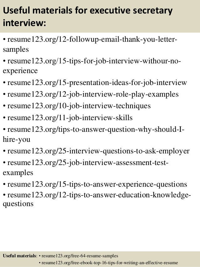 Resume for executive secretary samples