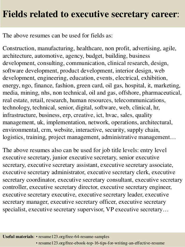 Resume for executive secretary samples