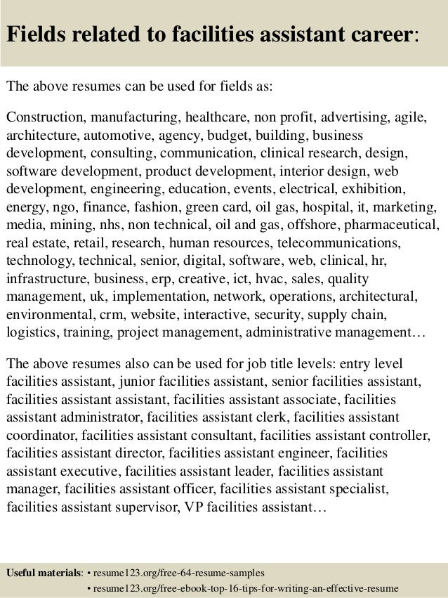 top 8 facilities assistant resume samples