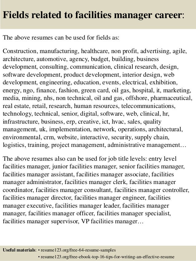 facility manager resume samples
