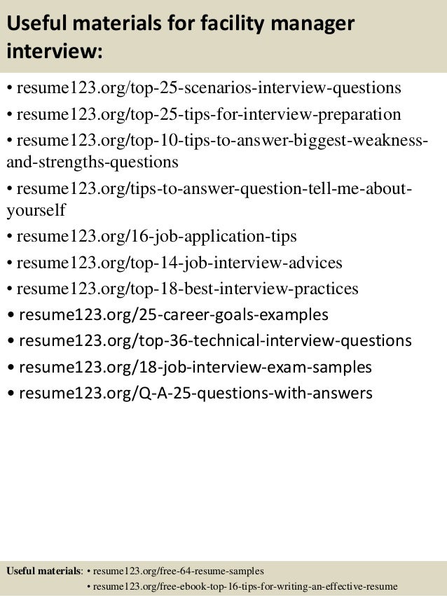 Sample resume for facilities manager