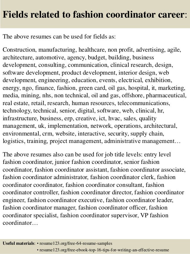 Top 8 fashion coordinator resume samples