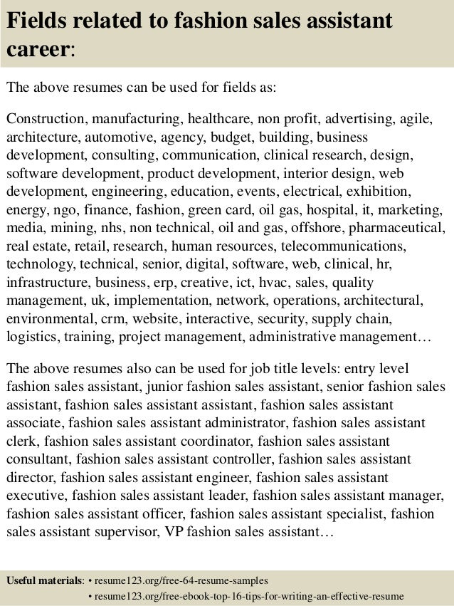 sales assistant resumes