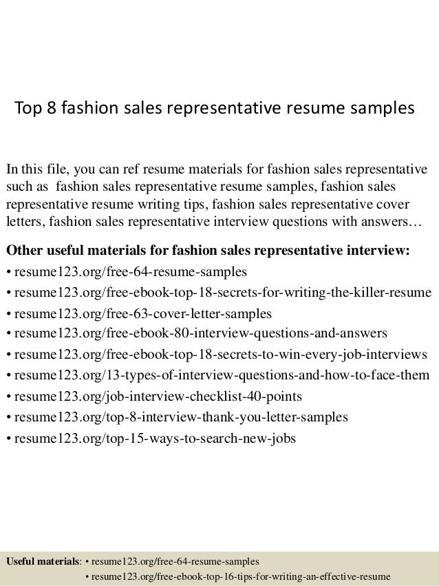 sale representative resume samples