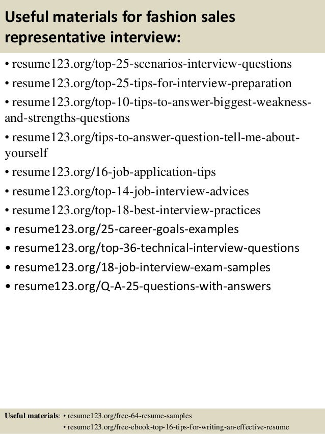 Top 8 fashion sales representative resume samples