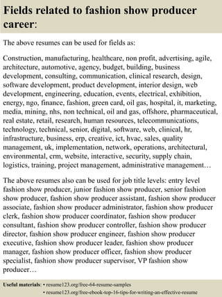 Top 8 fashion show producer resume - Top 8 Fashion Show Producer Resume Samples 16 320 
