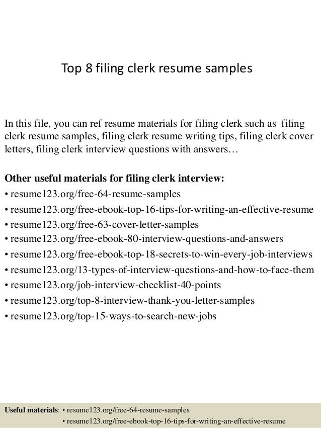 file clerk resume