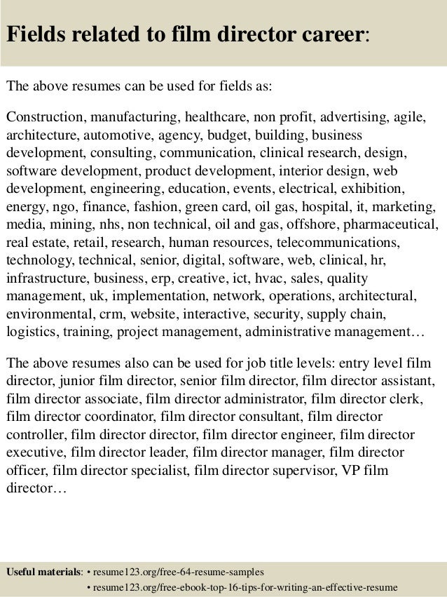 top 8 film director resume samples director resume