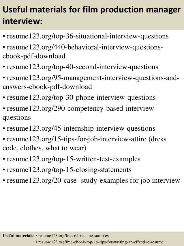 Film production manager resume