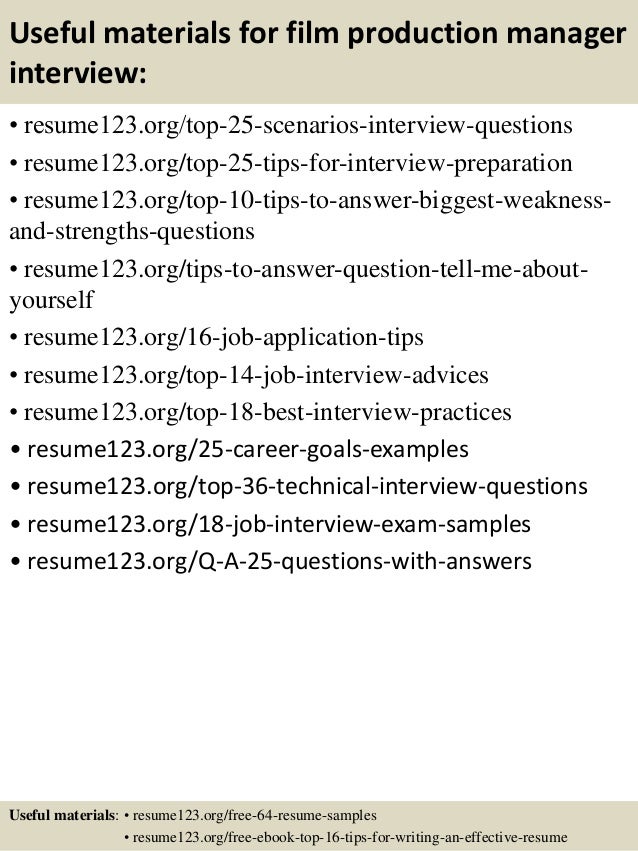 production manager sample resume